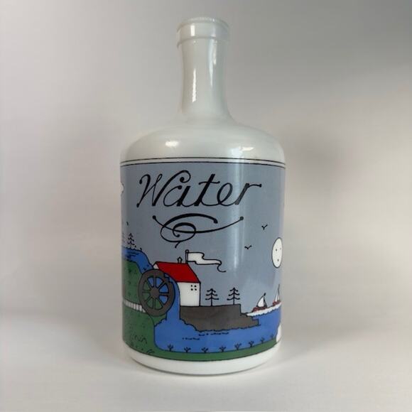 Lillian Vernon Milk Glass Water Jug 1980s Painted Lake Mountains Sailboats VTG - Picture 16 of 16